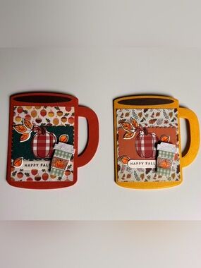Hand Crafted Fall Gift Card Holders Stamped Coffee - Set of 2